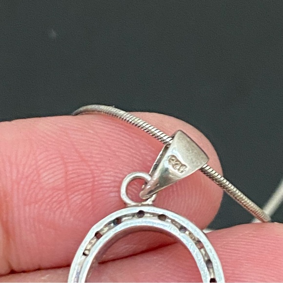 Vintage Signed 925 Italy Sterling Silver Open Heart CZ Pendant Necklace 6.4g - Picture 9 of 16